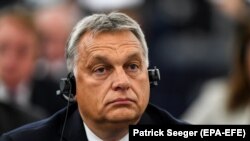 Orbán Viktor az Európai Parlament plenáris ülésén Strasbourgban 2018. szeptember 11-én