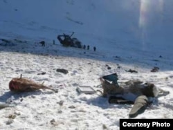 Two poached argali sheep were found at the site of the helicopter crash in the Altai region in January 2009.