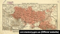 Мапа українських земель, надрукована у Відні приблизно у 1900 році