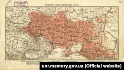 Мапа українських земель, надрукована у Відні приблизно у 1900 році