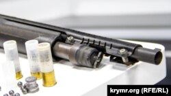 UKRAINE - Safari PN001 smooth-bore hunting rifle, similar to the one used by Vladislav Roslyakov, a suspect in the massacre at the Kerch Polytechnic College. Kyiv, 19Oct2018