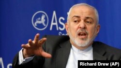 U.S. -- Iranian Foreign Minister Mohammad Javad Zarif speaks at the Asia Society in New York, April 24, 2019