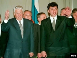 Boris Nemțov cu președintele Ielțîn la 1 noiembrie 1997 la Krasnoiarsk