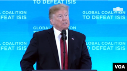 دونالد ترامپ چهارشنبه در نشست وزرای خارجه کشورهای عضو ائتلاف بین‌المللی علیه داعش سخنرانی کرد.