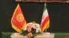 Iran - Iran president residence in Tegeran, kyrgyz-iran flags, 5Sep2015