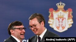 Илустрација, архивска фотографија од српскиот претседател Александат Вучиќ и заменик помошникот државен секретар на САД Метју Палмер
