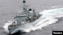 According to reports, Britain’s HMS Montrose, which was acting as an escort for the tanker, pointed its guns at the Iranian boats as a warning, forcing them to back off. (file photo)