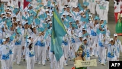 Сборная Казахстана на открытии Азиатских игр в Инчхоне. 19 сентября 2014 года.