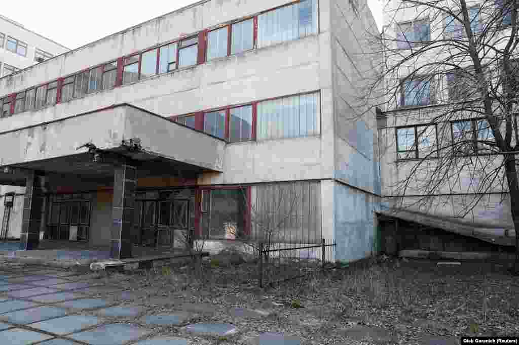 This is the abandoned Burevisnyk military factory in Kyiv. The site once produced medical ventilators for personnel wounded in the Soviet-Afghan war. The factory is owned by the state defense conglomerate Ukroboronprom.