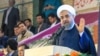 Iranian President Hassan Rohani speaks to supporters in Kerman on April 29.
