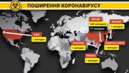 Підтверджені випадки поширення коронавірусу станом на 22 січня 2020 року (на нинішній час число відомих жертв і заражень зросло)