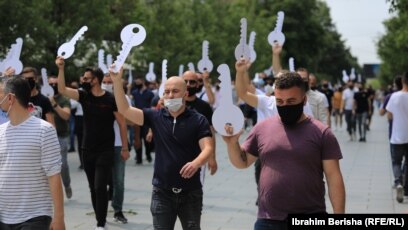 Protesta e gastronomëve. Prishtinë, 27 korrik, 2020. 