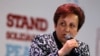 Poland -- Nobel Peace prize laurate Shirin Ebadi of Iran speaks during a session of the 13th World Summit of Nobel Peace Prize Laureates at the Palace of Culture in Warsaw, October 21, 2013