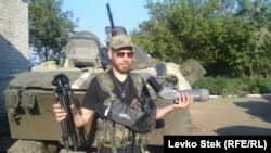 Український вояк на горі Карачук, Слов’янськ