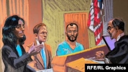 Vizatim i Mirsad Kandiq gjatë seancës gjyqësore në SHBA 