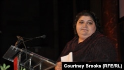Октябрь 2012, Нью-Йорк. Хадижда Исмаилова на церемонии вручения ей премии "За смелость в журналистике" 