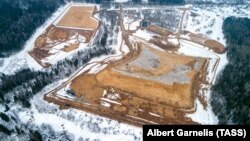 An aerial view of the Yadrovo landfill site in Volokolamsk