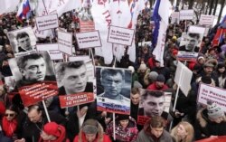 Марш памяти российского оппозиционера Бориса Немцова, убитого возле стен Кремля. Москва, 24 февраля 2019 года
