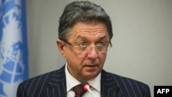 Юрій Сергеєв на прес-конференції в ООН, 30 січня 2015 року