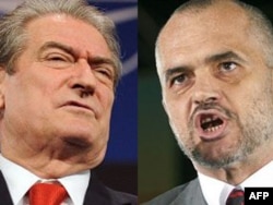 Kryeministri i Shqipërisë, Sali Berisha, dhe lideri socialist, Edi Rama.