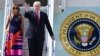ԱՄՆ նախագահ Դոնալդ Թրամփը տիկնոջ՝ Մելանիա Թրամփի հետ ժամանում է Համբուրգ՝ Մեծ քսանյակի գագաթնաժողովին, 6-ը հուլիսի, 2017թ. 