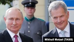 Президент России Владимир Путин и президент Финляндии Саули Нийнисте, Хельсинки, 21 августа 2018 года