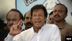 Pakistani Prime Minister Imran Khan has denied censoring media. (file photo)