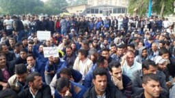 Haft-Tapeh Sugar Mill workers protesting in November for unpaid wages..