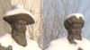 Қазақ заң жарғысының негізін қалаушылар – Қазыбек би, Төл би және Әйтеке бидің ескерткіші. Астана, қыс, 2009 ж.