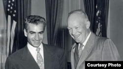 U.S. President Dwight Eisenhower (R) meets with Iran's Mohammad Reza Shah Pahlavi, 1954