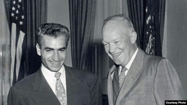 U.S. President Dwight Eisenhower (R) meets with Iran's Mohammad Reza Shah Pahlavi, 1954