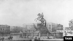 Сенатская площадь в Санкт-Петербурге. Гравюра 1827 года