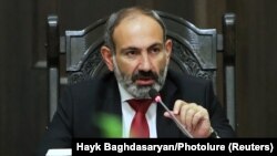 Armenia -- Prime Minister Nikol Pashinian speaks during a cabinet meeting in Yerevan, Armenia October 16, 2018. 