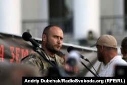 Right Sector leader Dmitry Yarosh at the rally in Kyiv on July 21.