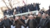 Supporters of then-presidential candidate Levon Ter-Petrossian making a human chain on March 1, 2008, to protest the election results.