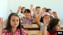 Macedonia -- First day of school. PM Nikola Gruevski attends inauguration of a new elementary school in Aerodrom municipality, September 2, 2013.