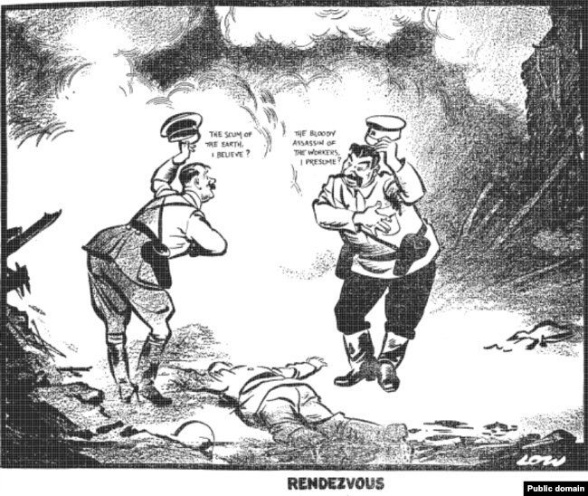A British perspective on the nonaggression pact in a cartoon by David Low, published in the &quot;Evening Standard&quot; on September 20, 1939