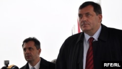  Milorad Dodik (right), prime minister of Republika Srpska, the predominantly Serb region of Bosnia-Herzegovina, arrives for a meeting with EU and U.S. officials near Sarajevo in October.