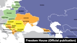 US — Freedom House "Nations in transit" report, 2018 map