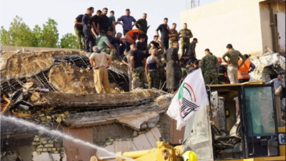 Hình ảnh trụ sở của Lực lượng Huy động Nhân dân ở Diyala, Iraq, bị phá hủy sau các cuộc không kích của Mỹ và Ả Rập Xê Út vào ngày 29 tháng 7.