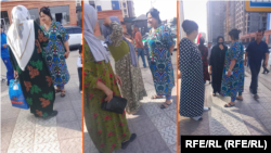 Një zyrtare nga Komiteti për Çështjet e Grave në qarkun Rudaki, duke biseduar me gratë si pjesë e fushatës për të promovuar veshjet kombëtare taxhike. 