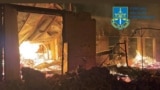 Пожар в результате удара дронов в Сумской области