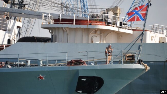 Aralıq dənizindəki Tartus limanındakı Rusiya hərbi dəniz bazasında gəmi.