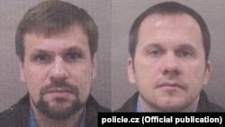 "Руслан Боширов" и "Александр Петров" на фото, опубликованных чешской полицией. Эти же фотографии "Боширова" и "Петрова" были продемонстрированы британскими властями в 2018 году