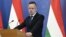 Szijjártó Péter külgazdasági és külügyminiszter beszédet mond egy budapesti sajtótájékoztatón 2021. június 7-én