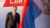 Predsednik Srbije na skupu Srpske napredne stranke u Beogradu, 27. juna 2026, tokom kojeg je najavio ostavku kako bi se uključio u predizbornu kampanju.
