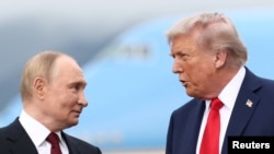 АКШ президенти Дональд Трамп менен Орусия президенти Владимир Путин. 2025-жылдын 15-августу. Аляска.