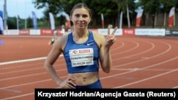 Sprinter Krystsina Tsimanouskaya (file photo)