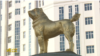 Turkmenistan. President Berdymukhamedov unveils golden monument to Alabai dog in Ashgabat. November 2020