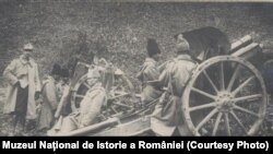 Piesă de artilerie românească în Moldova. Sursa: Expoziția Marele Război, 1914-1918